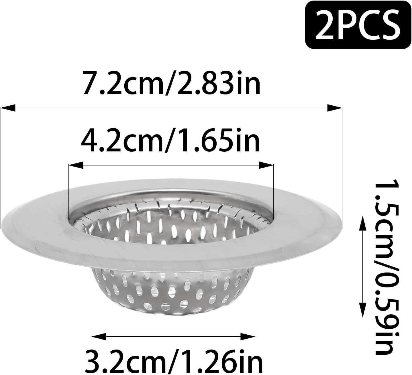 Pack 2 Coladores Drenaje Bañera Acero Inox 2.83pulg