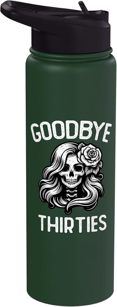 Botella de agua acero inoxidable con calaveras y rosas