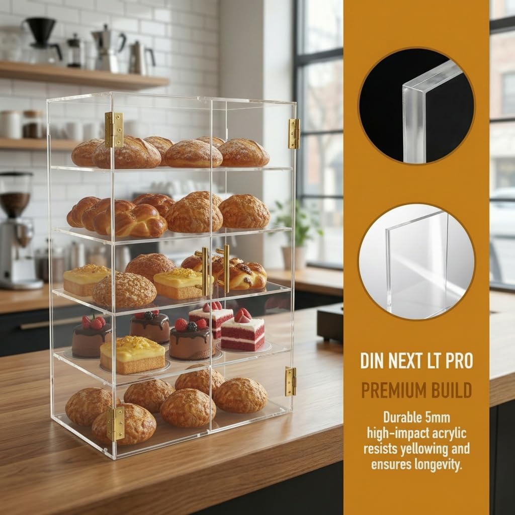 Vitrina acrílico 3 niveles para panadería 19.5x15x10.2pulg