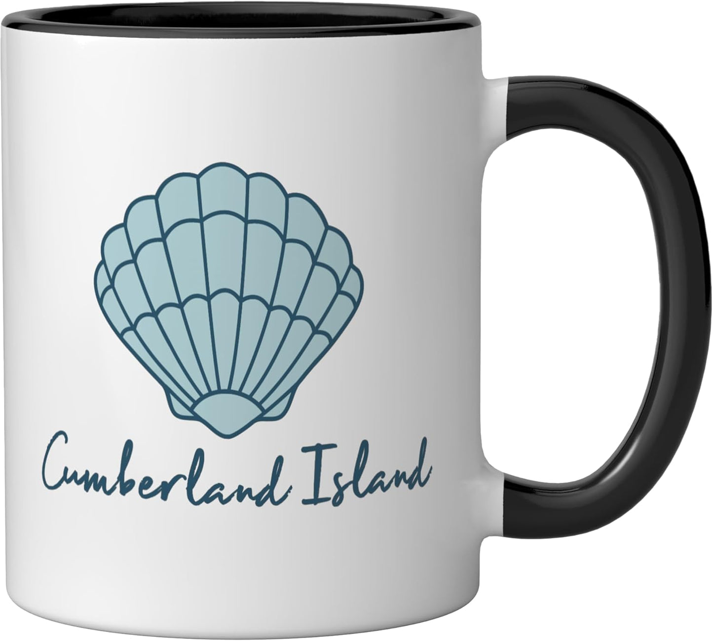 Taza cerámica Cumberland Island Seashore Georgia playa con conchas negra/blanca