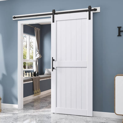 Puerta granero blanca 38x80pulg kit asa cubierta madera