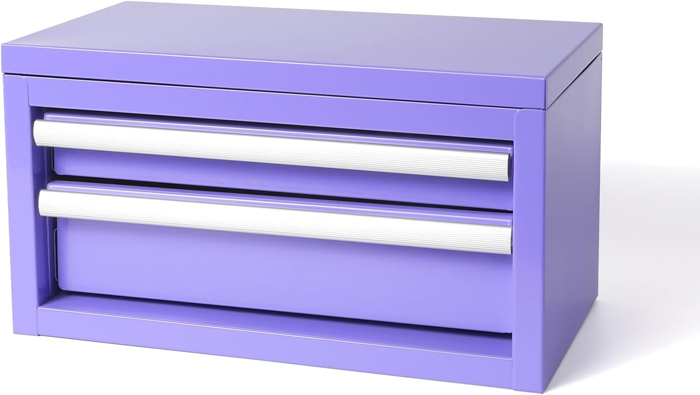 Caja herramientas mini acero inox con cajón morado