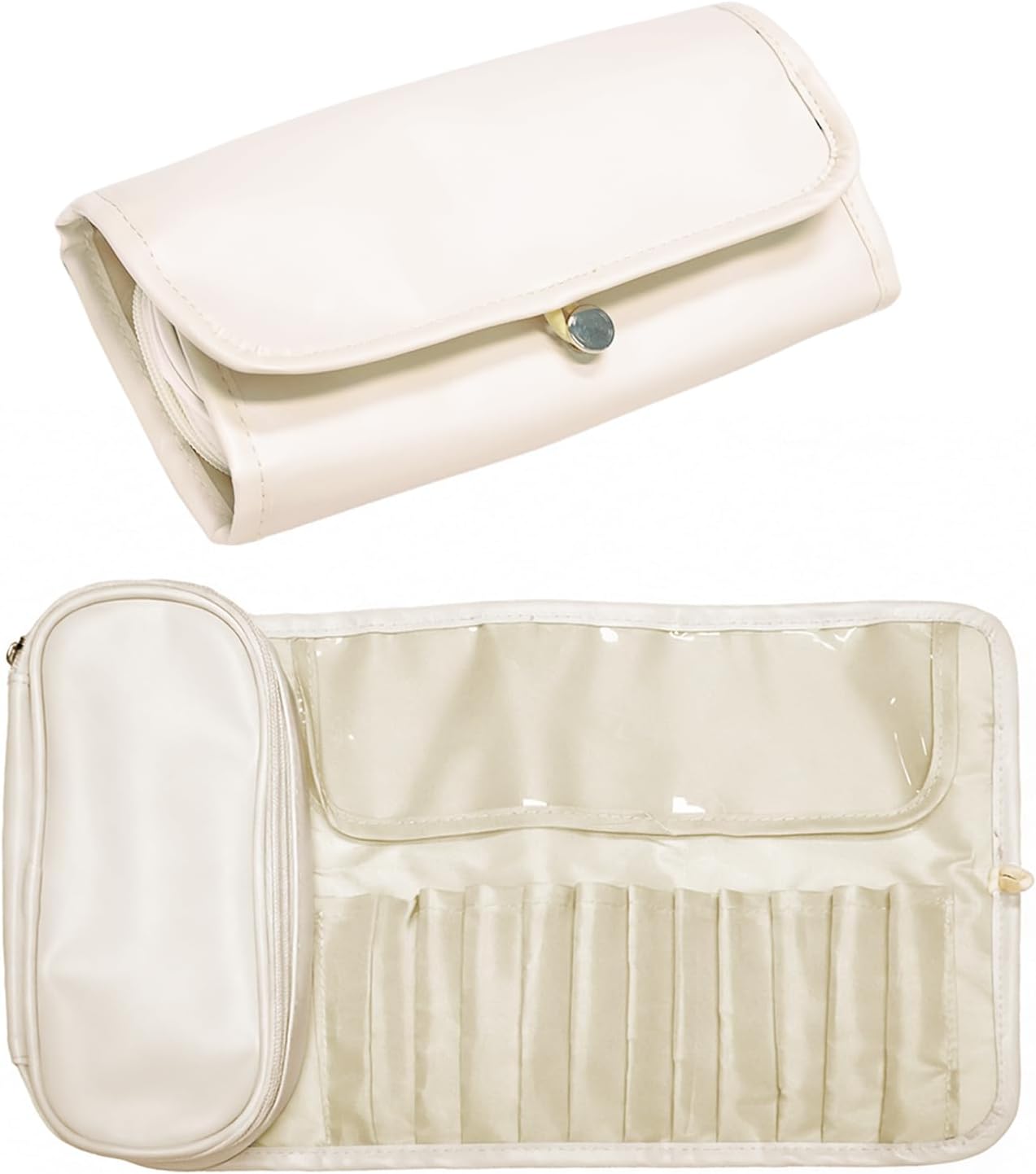 Bolsa brochas maquillaje blanco crema moderno