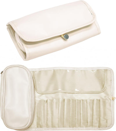 Bolsa brochas maquillaje blanco crema moderno