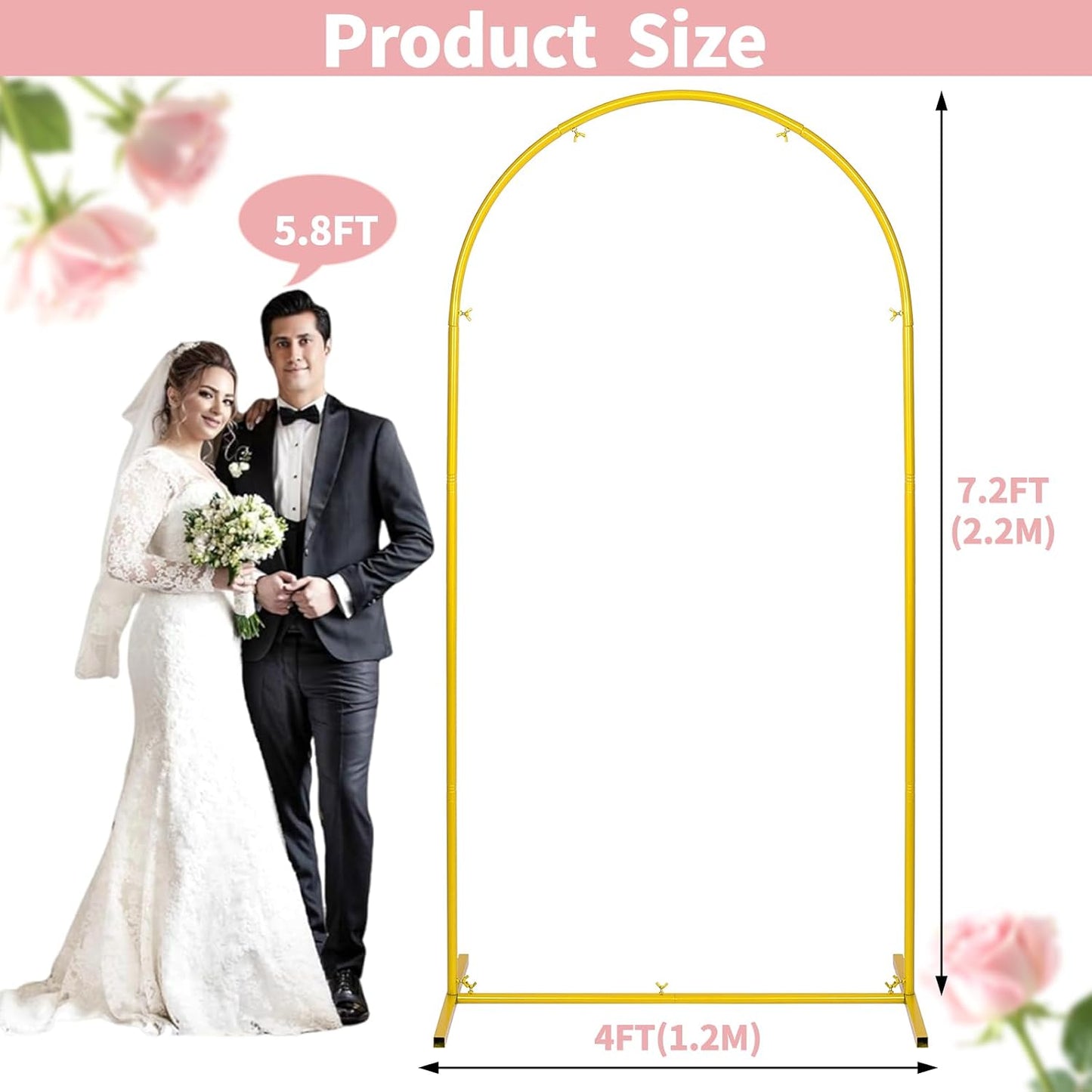 Soporte arco dorado para bodas y fiestas 7.2ft
