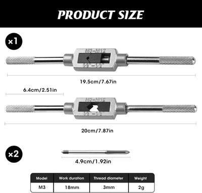Mango llave ajustable M3-M12 acero herramienta taller