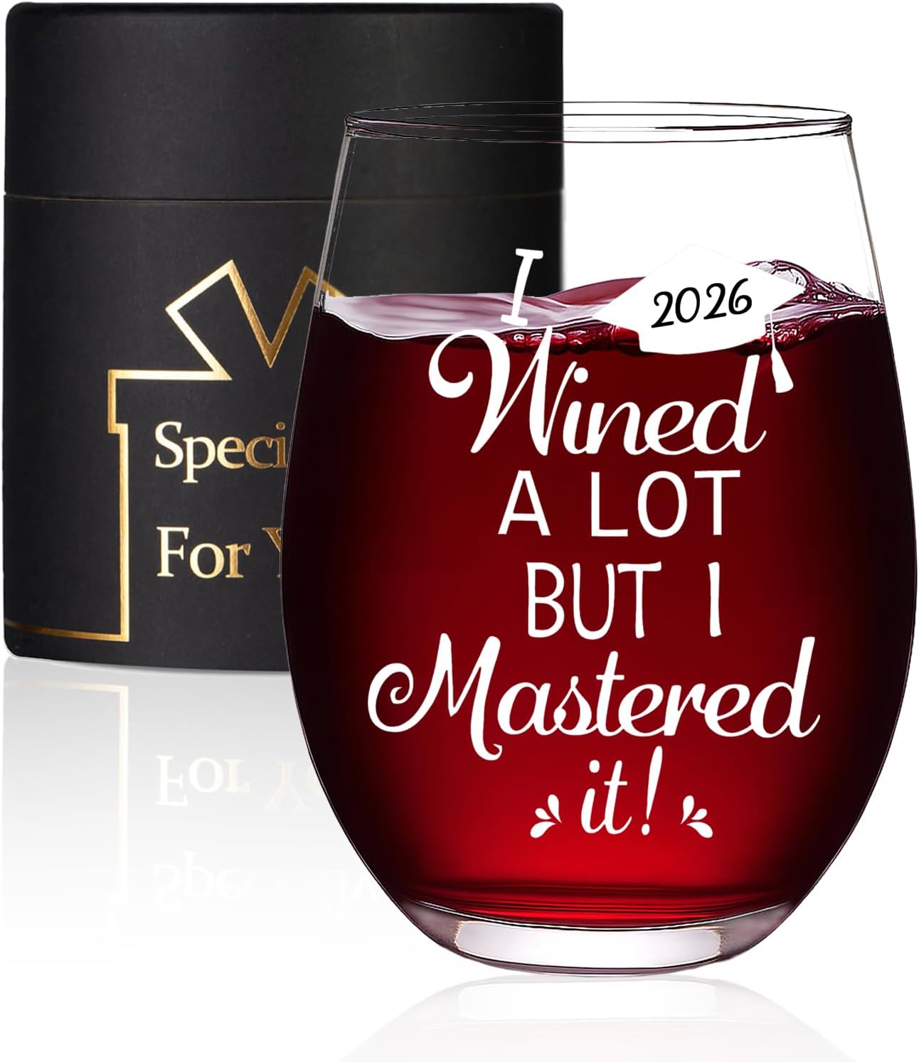 Vaso de vino para graduada mujer 2026 con caja regalo
