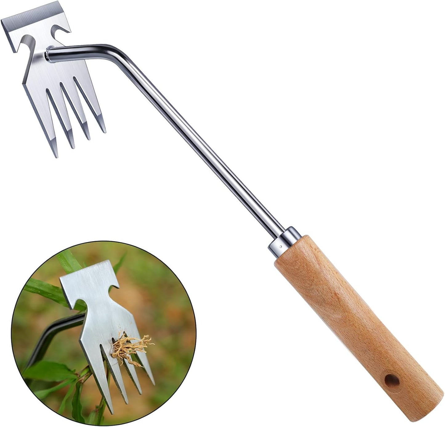 Herramienta extracción malezas acero inox antideslizante