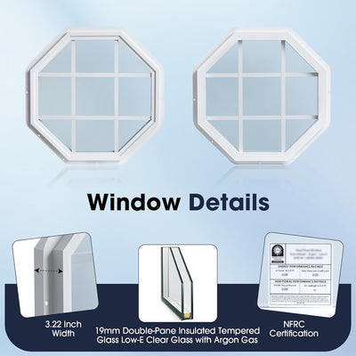 Vinilo fijo octágono ventana doble panel argón low-e claro