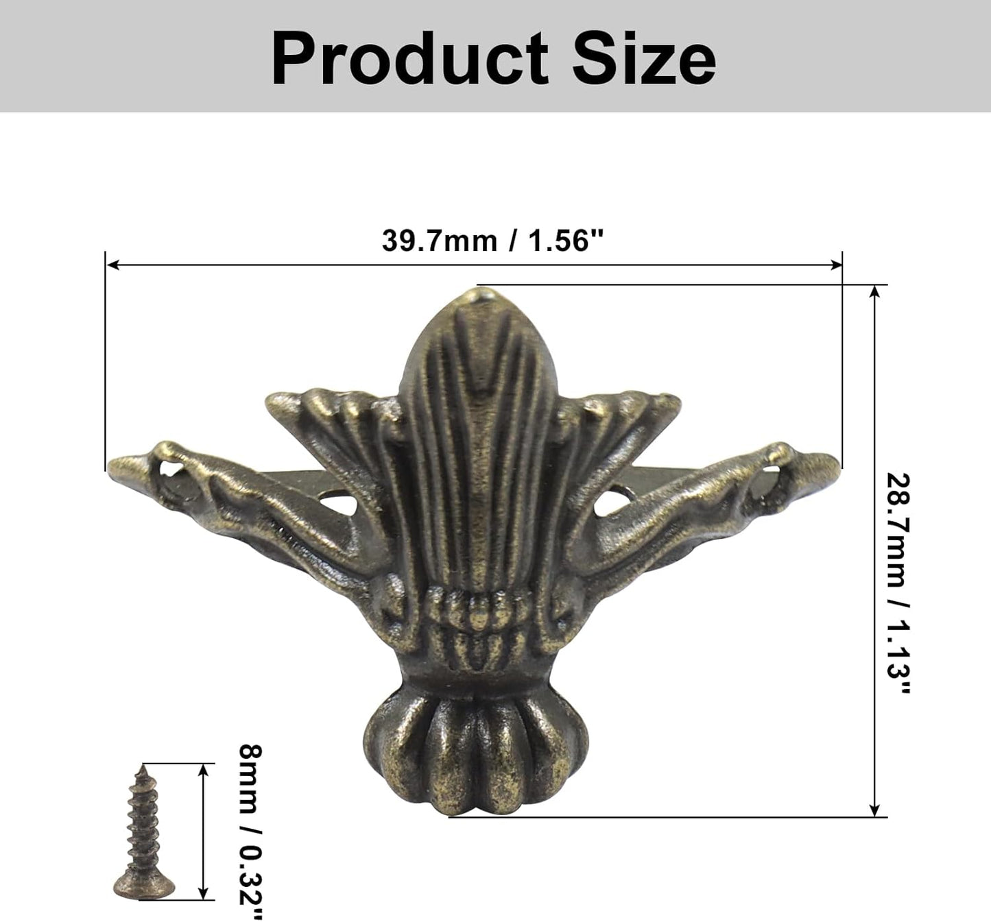 Patas decorativas latón antiguo set 24 piezas para caja joyas