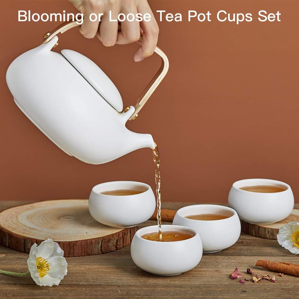 Set 3 Jarrones Cerámica Grano Mate Tetera Infusor
