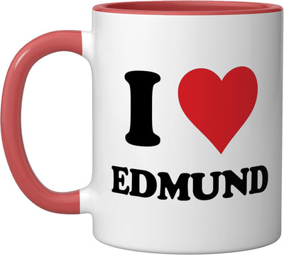Taza de cerámica personalizada con nombre, roja y blanca