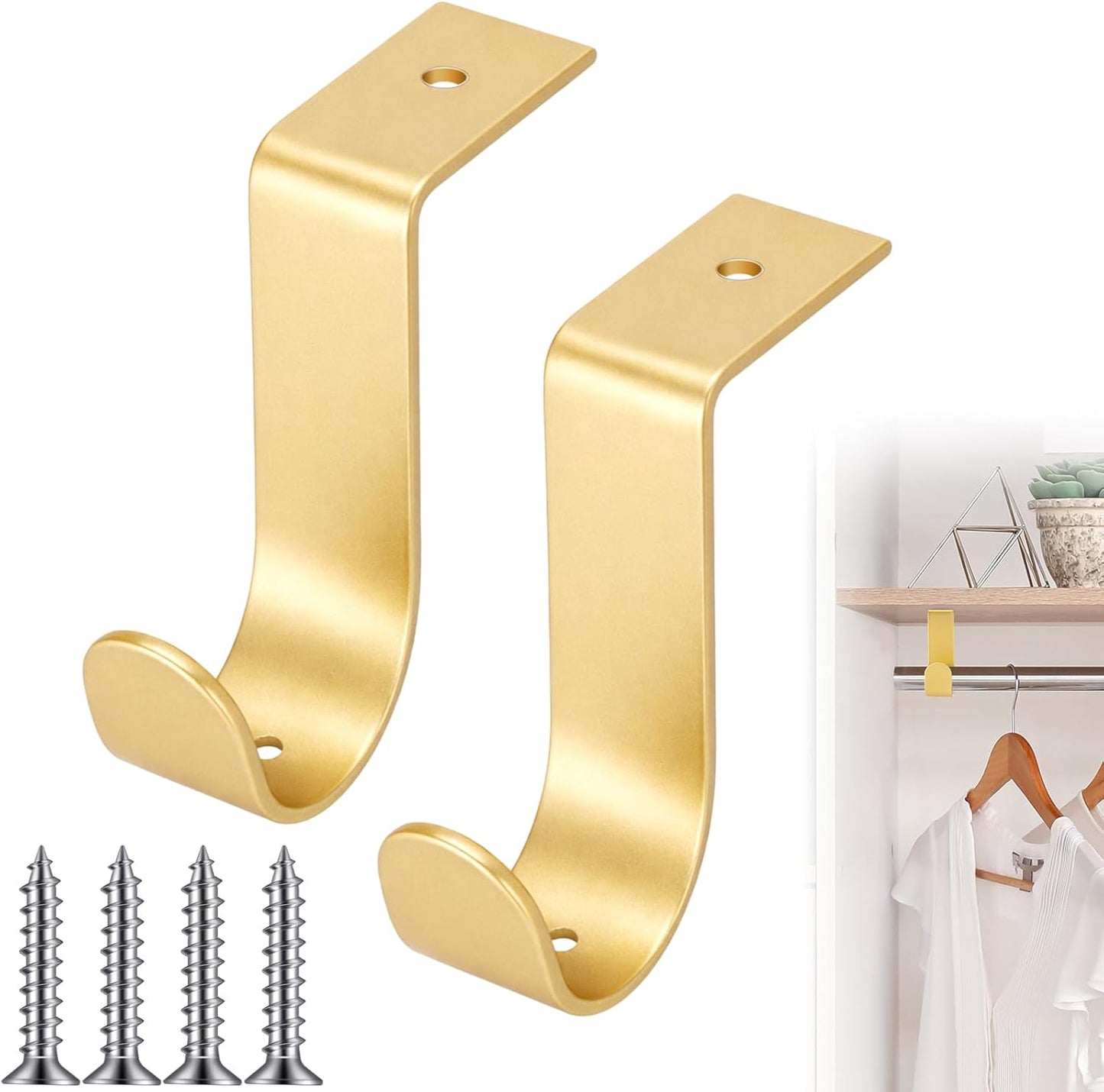 2 Soportes Metal Barra Armario 1.38pulg Pared Sala Dormitorio