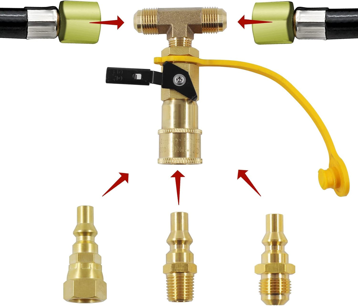 Divisor T 1/4pulg universal para RV con roscas 3/8pulg