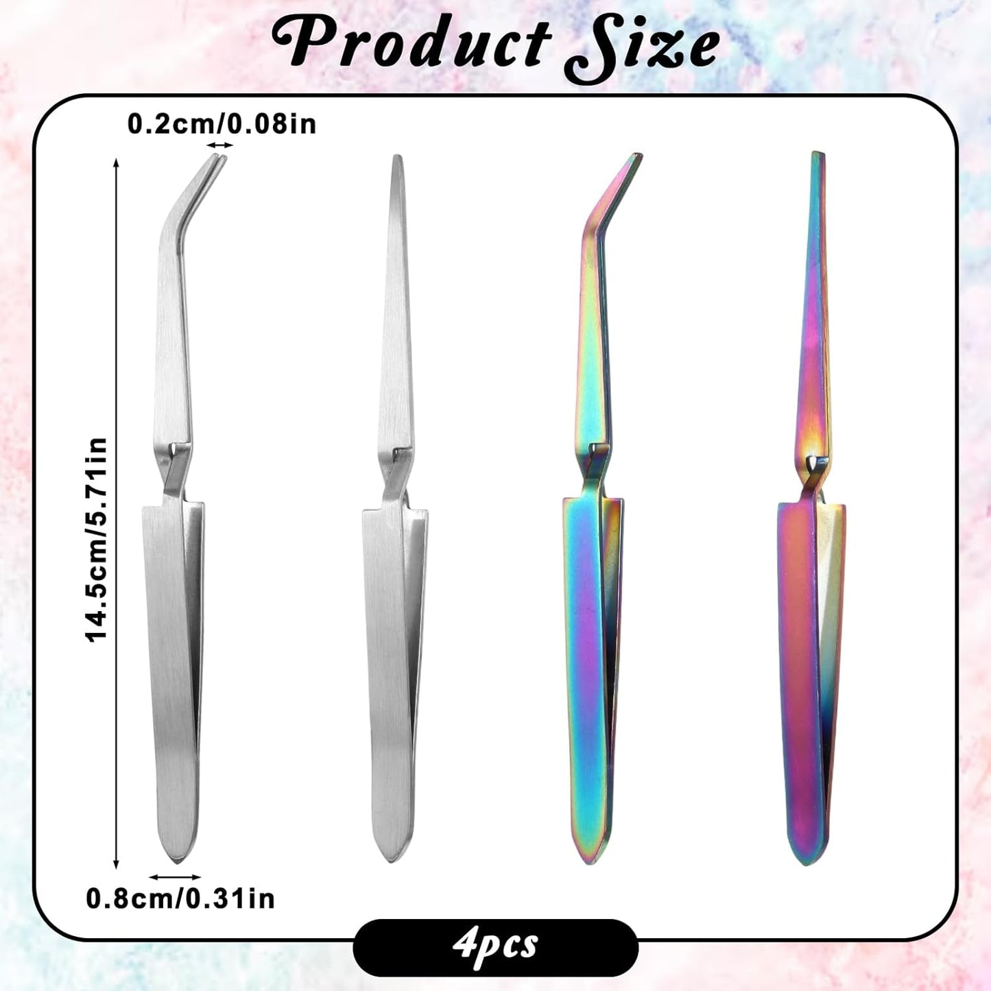 Set 4 Pinzas Inversas Acero Inox para Manualidades