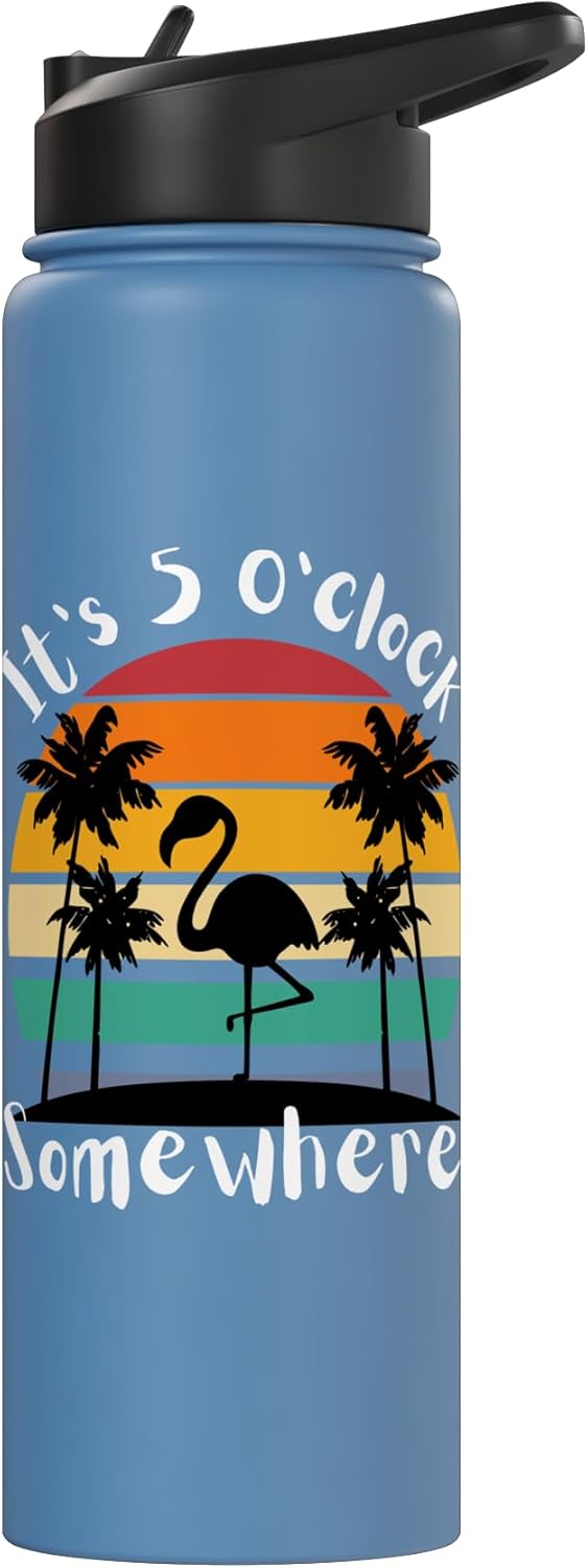 Botella de agua retro flamenco acero inoxidable aislada