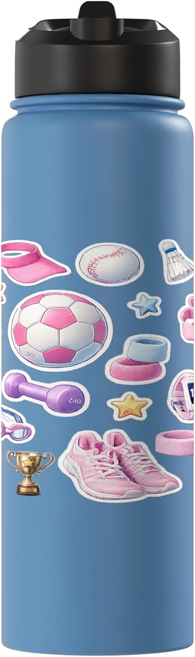 Botella de agua deportiva para mujer y chicas de acero inoxidable aislada