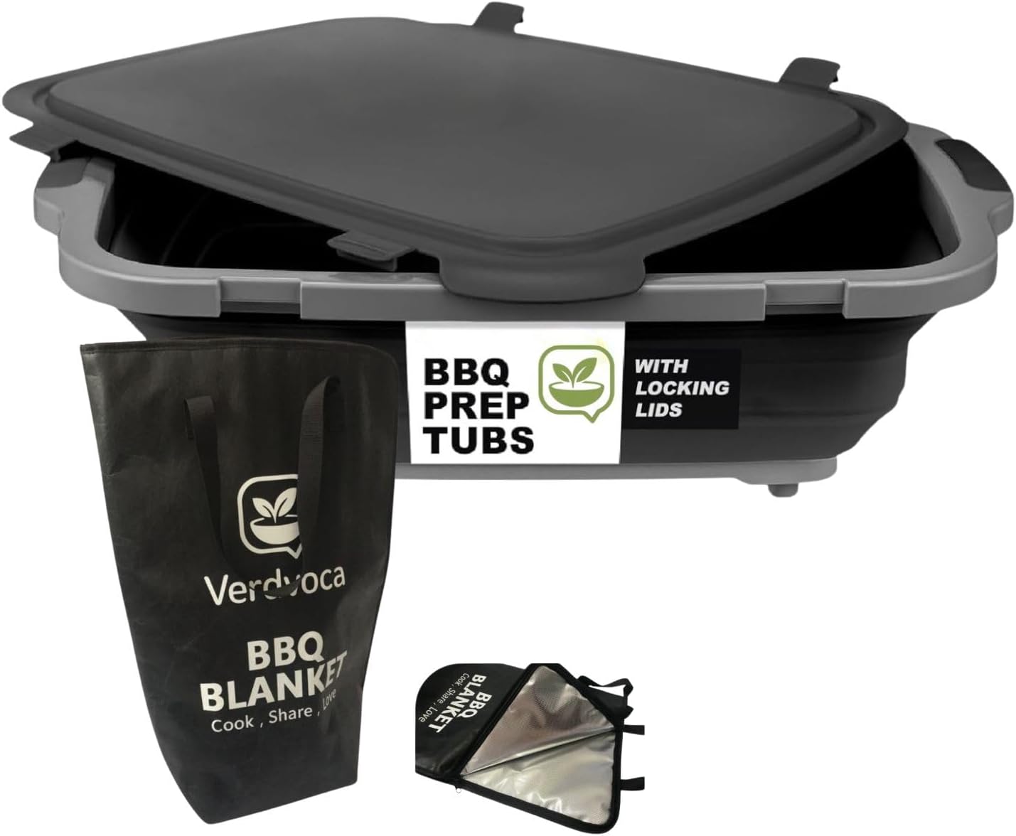 Set 2 Pzas Tub Colapsable BBQ 30L y Cubierta Inox 21pulg