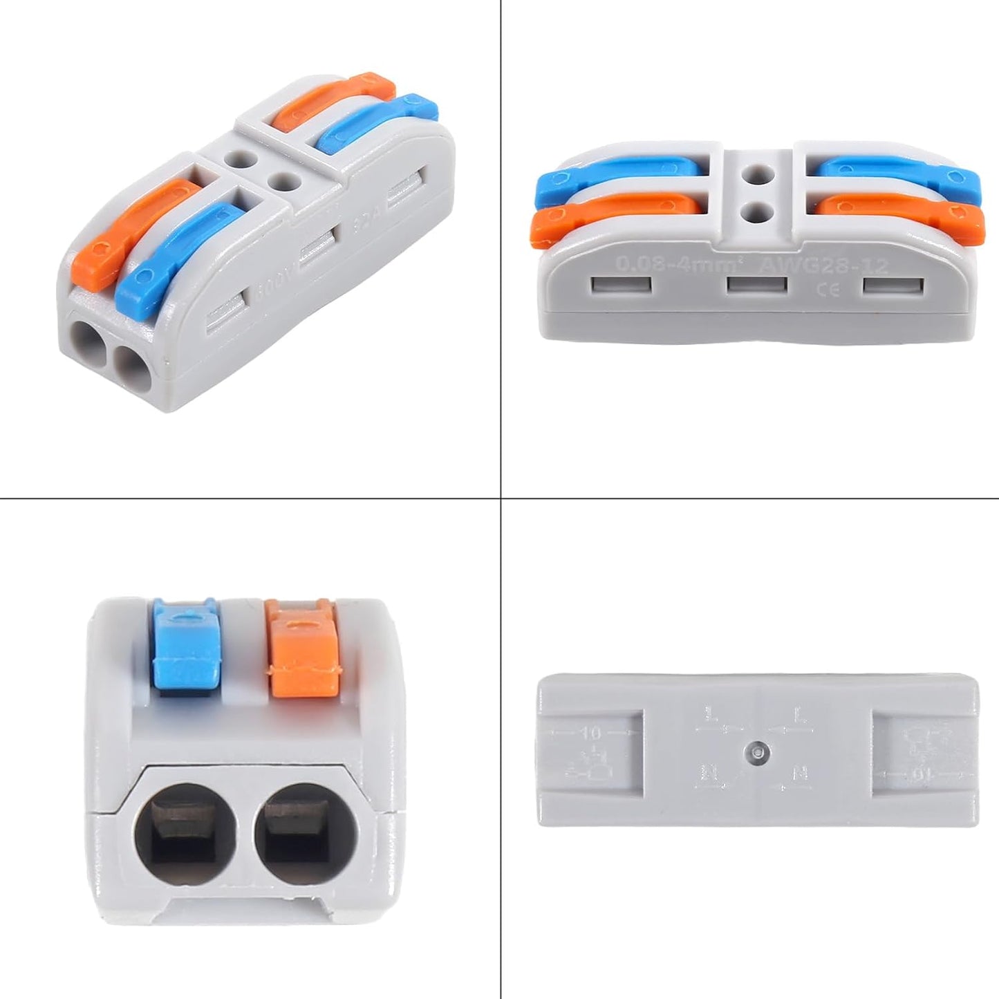 Set 20 Conectores Electricos Rapidos 28-12AWG 2pulg