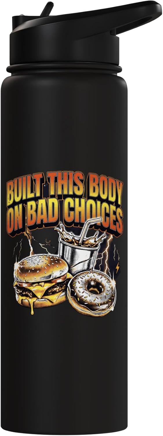Botella de agua aislada de acero inoxidable con forma de hamburguesa y donas
