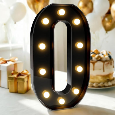 Letrero plástico negro números iluminados 12.6pulg cumpleaños