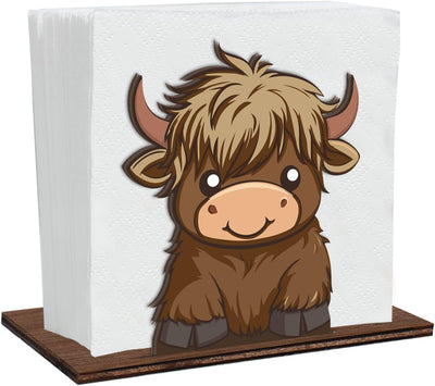 Servilletero de vaca de las tierras altas para mesa hogar