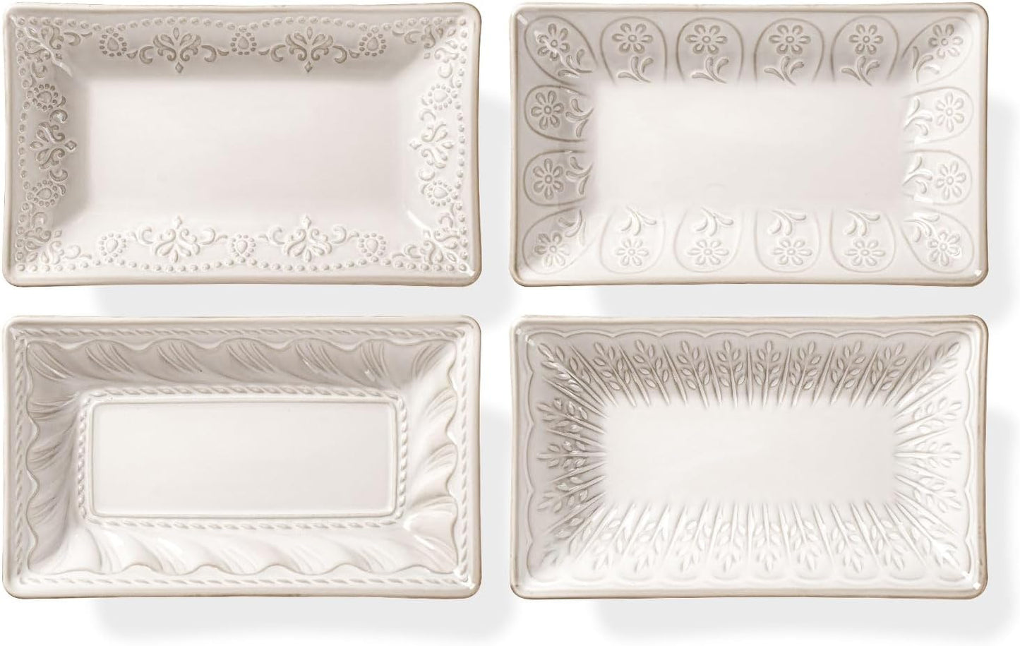 Set 4 Platos Rectangulares Cerámica y Molde Horno 5.1qt
