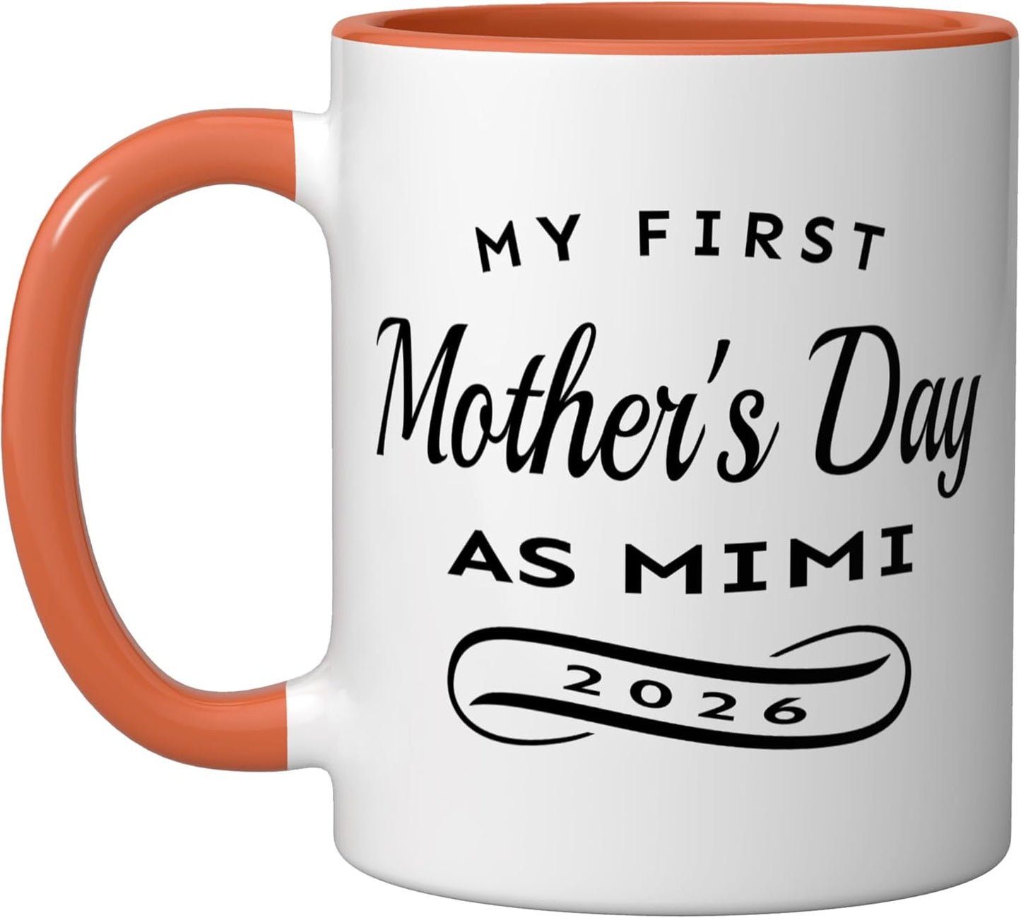 Taza cerámica Mi primer Día de la Madre como Mimi naranja/blanca