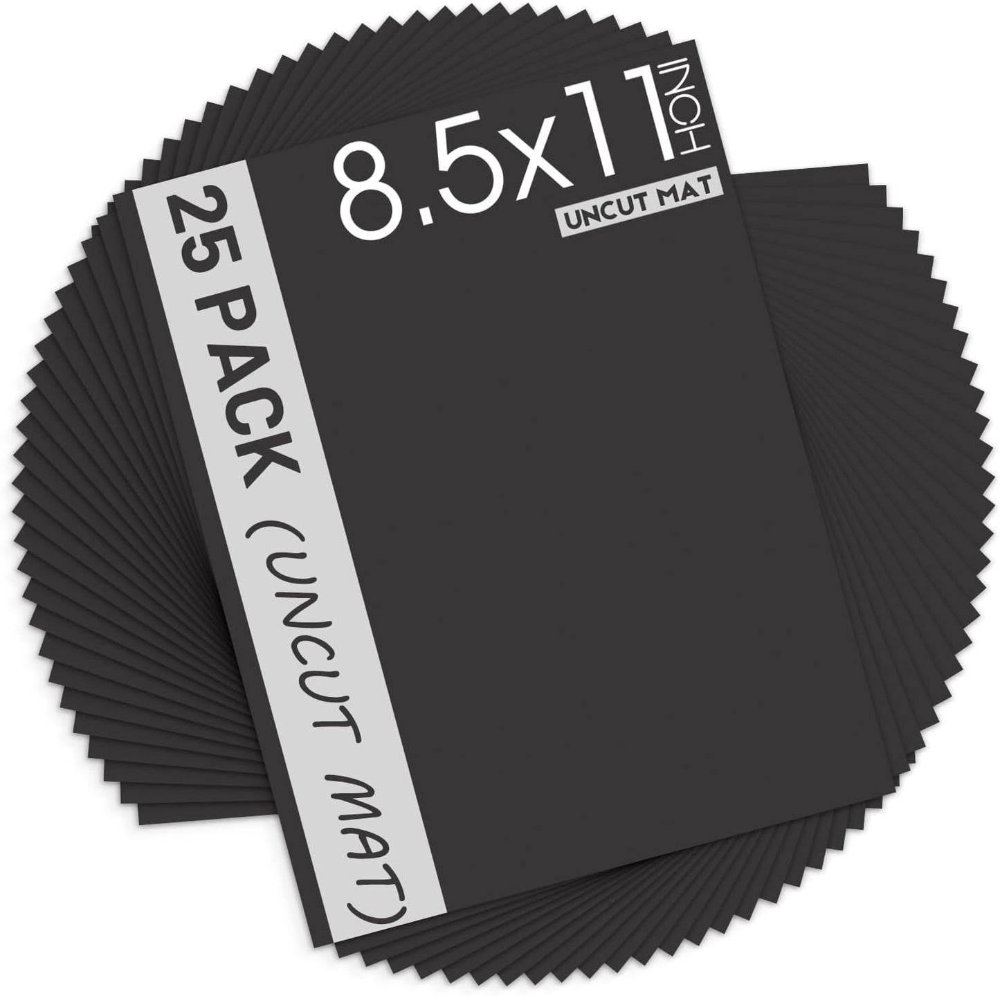 Paquete 25 Tableros 8.5x11pulg Negro Núcleo Blanco para Marcos