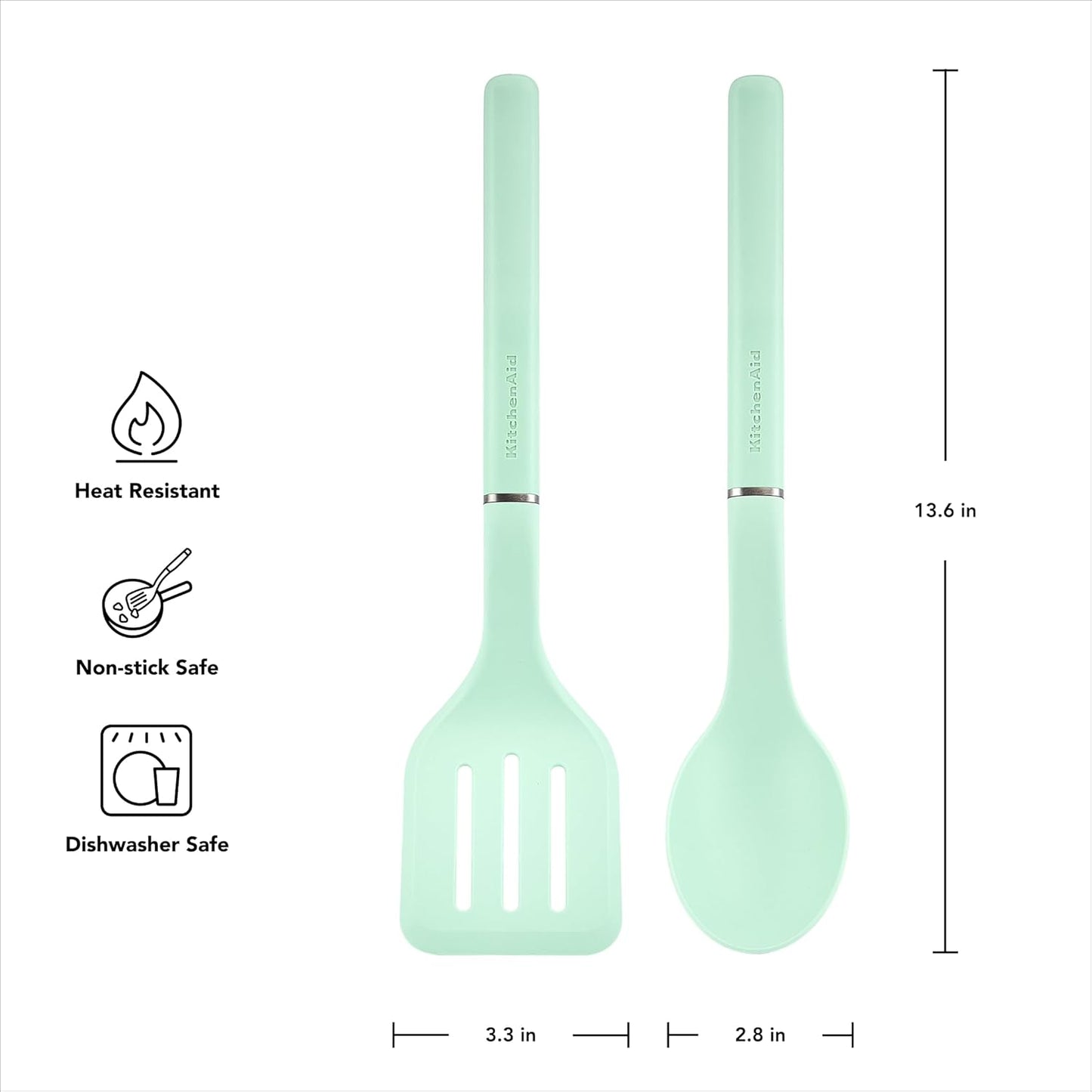 Juego de espátula y cuchara KitchenAid 2 piezas menta