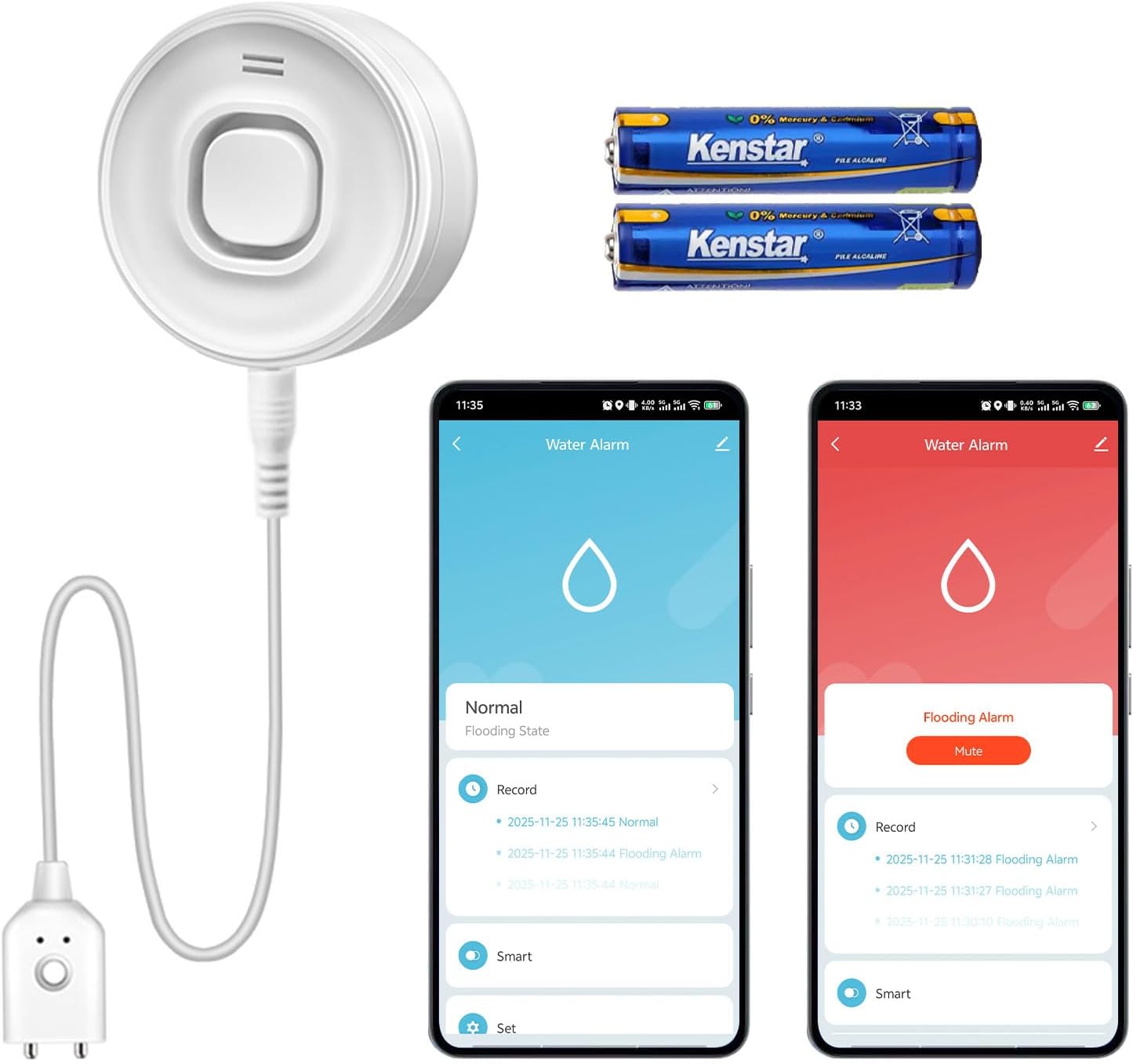 Detector fugas agua WiFi alarma inteligente con cable