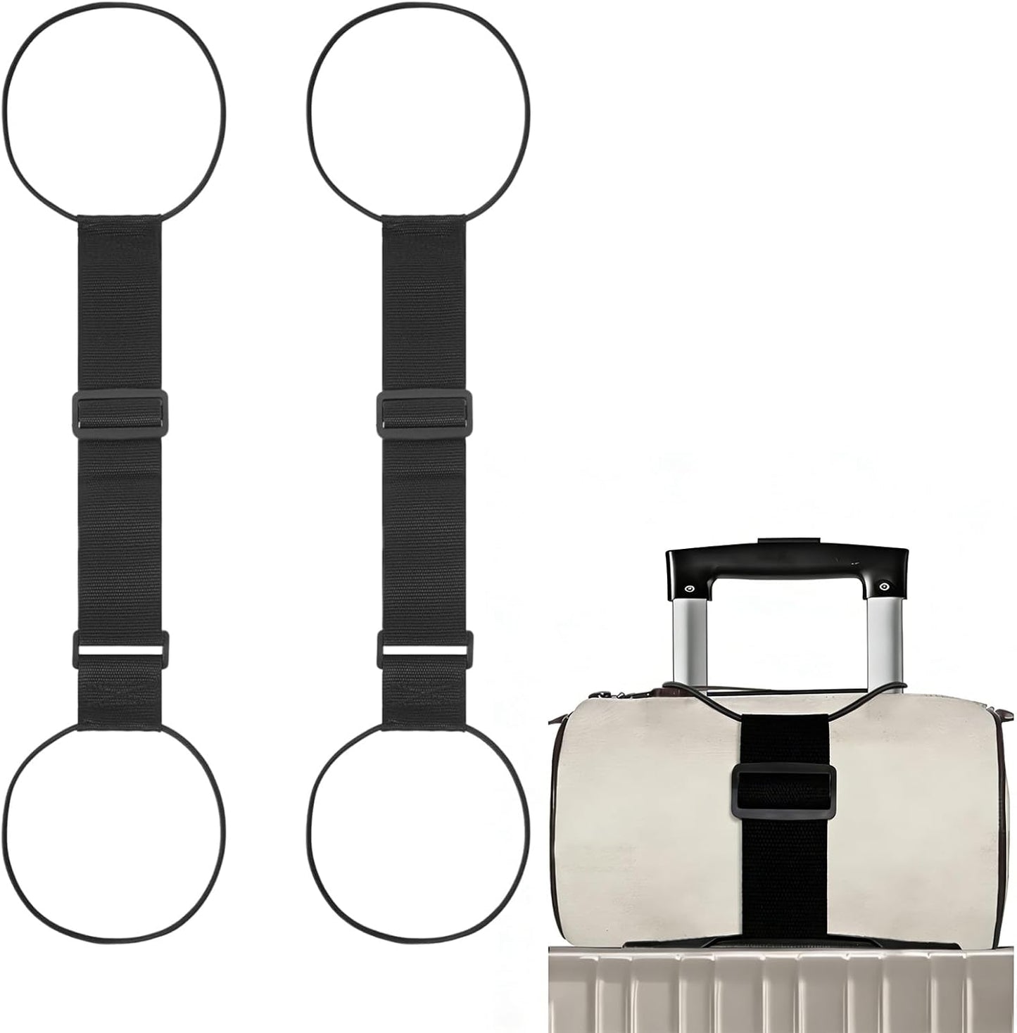 2 Correas Equipaje Ajustables para Conector Bolsa Bungee Negro