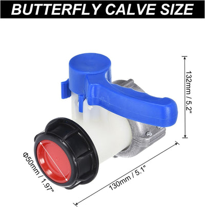 Adaptador IBC 1000L DN50 válvula mariposa riego jardín