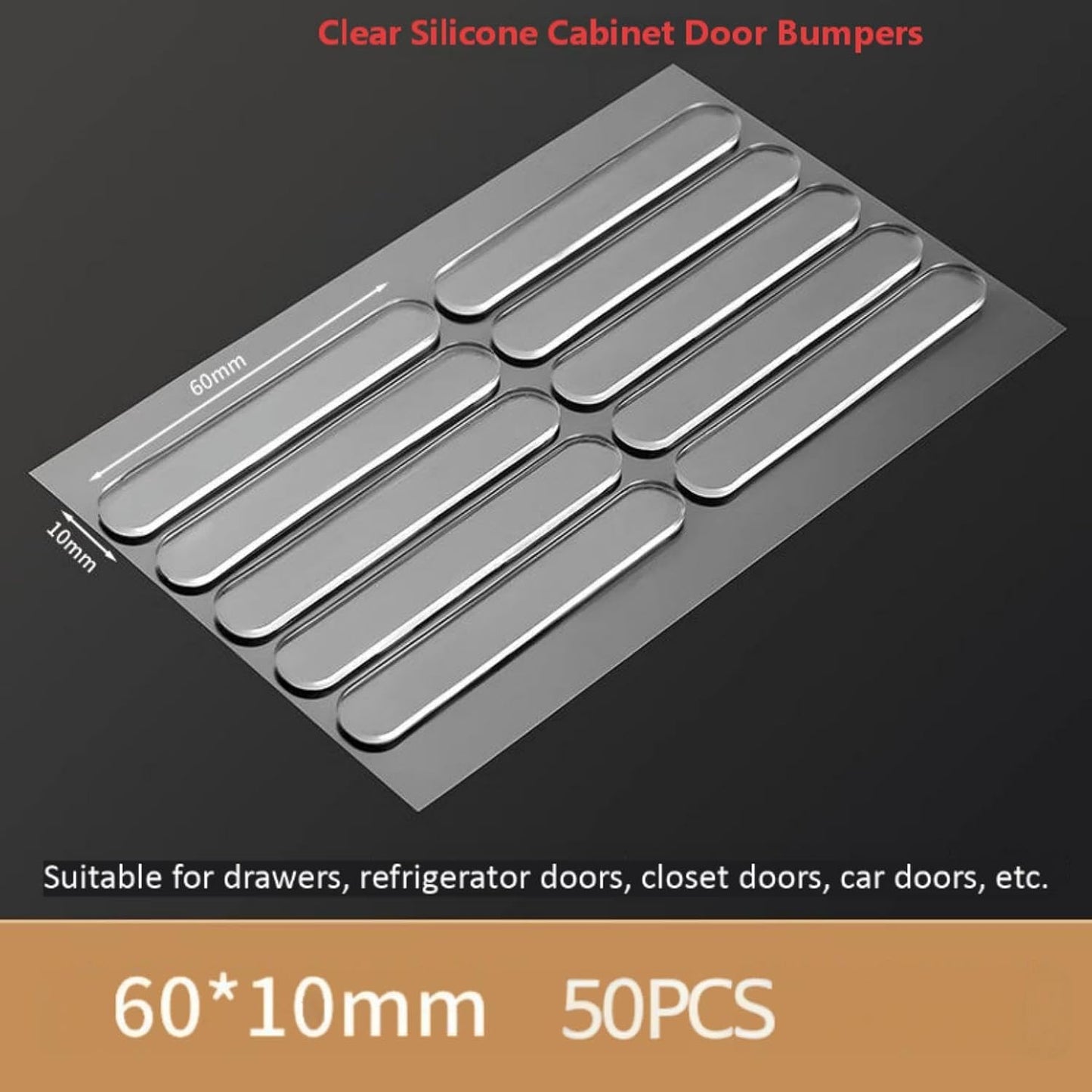 50 Pzas Bumpers Silicón Adhesivo para Puerta Armario