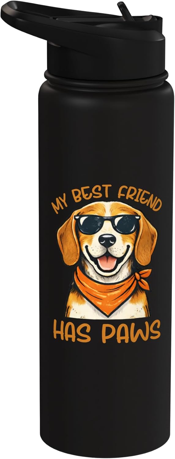 Botella de agua acero inoxidable sin BPA con diseño de perro