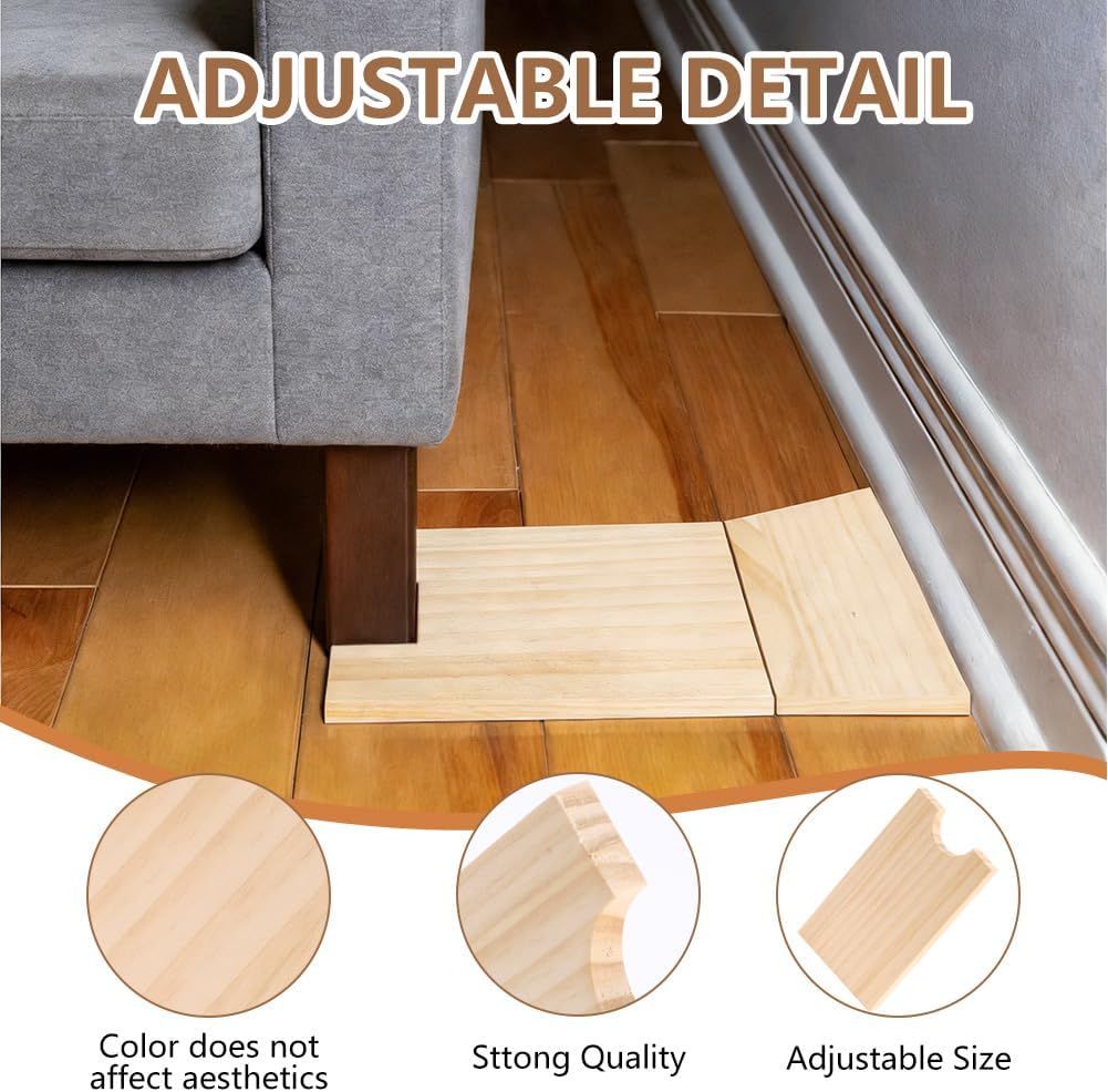 2 Tapones Pared Madera para Sofá Ajustables