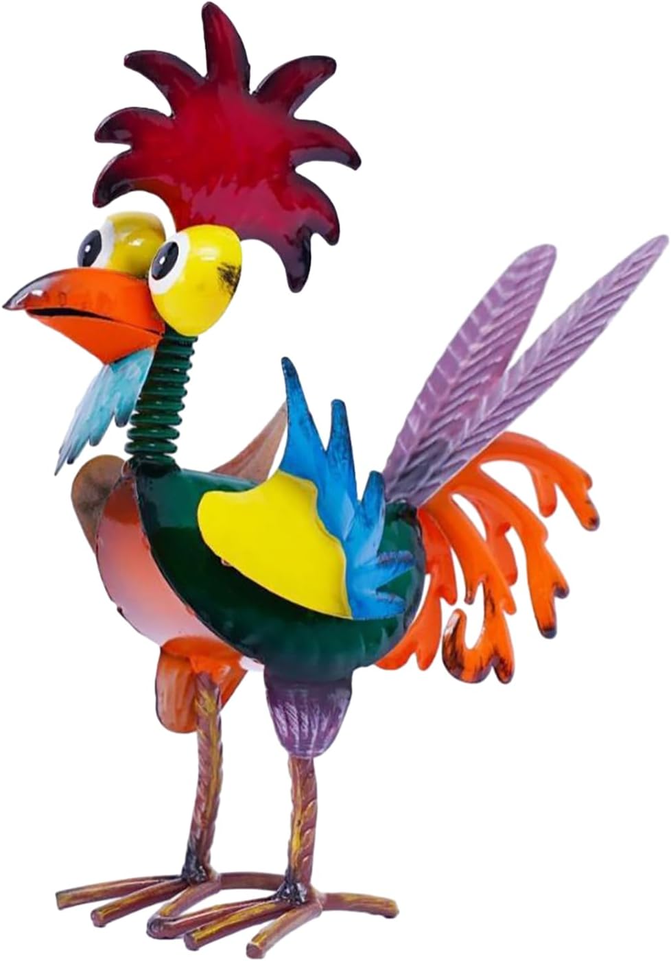 Escultura gallo metal para decoración patio y césped