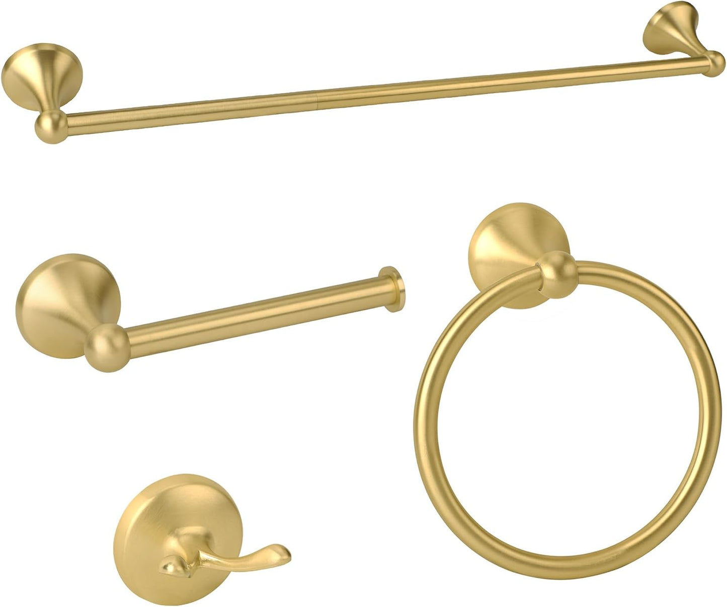 Juego 4 accesorios baño oro cepillado 24pulg