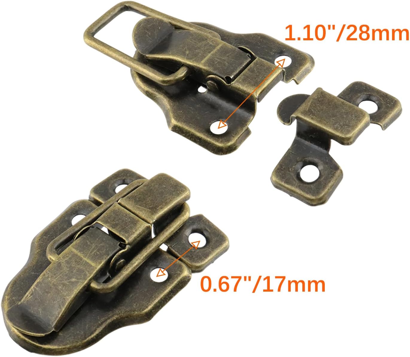 Cerradura tipo pato set 2 con llave para caja herramientas bronce