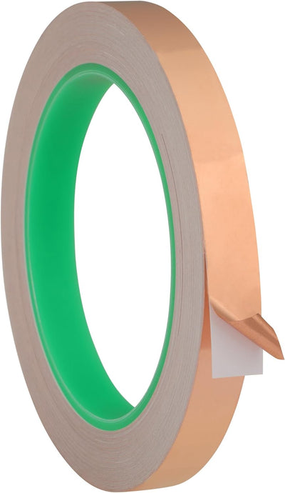 Cinta cobre adhesiva doble conductor para guitarra y blindaje EMI