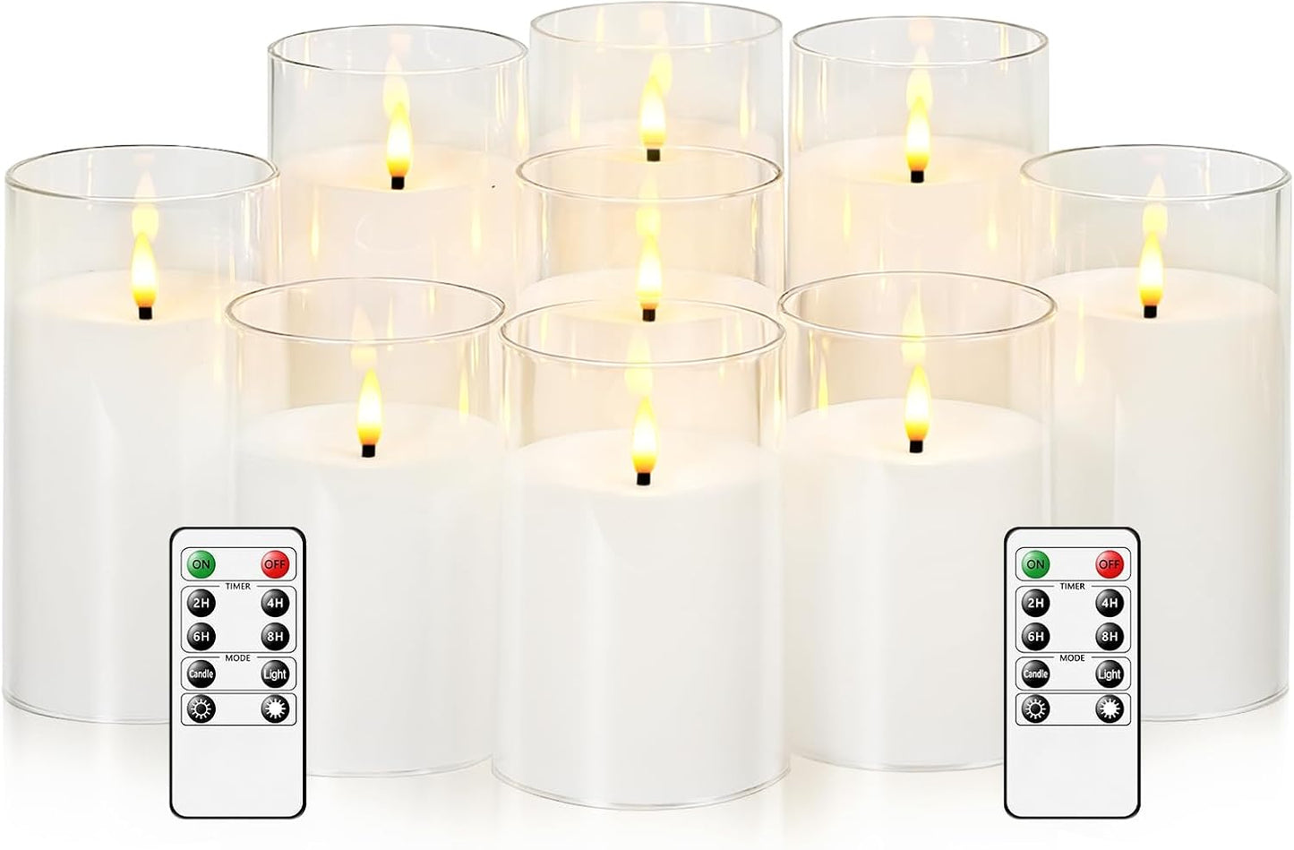 Velas LED parpadeantes con control remoto y temporizador 2/4/6/8h acrílico set 9