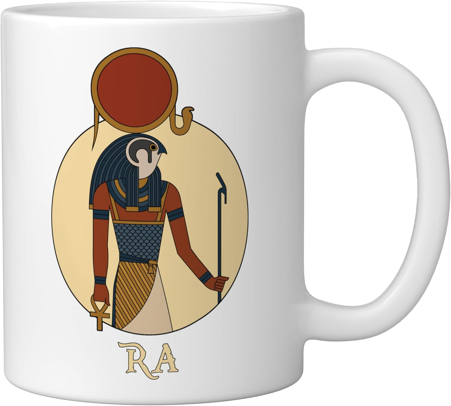 Taza Cerámica Dios Egipcio Blanco