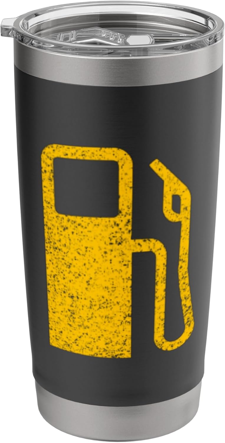 Vaso con símbolo de bomba de gas y combustible bajo