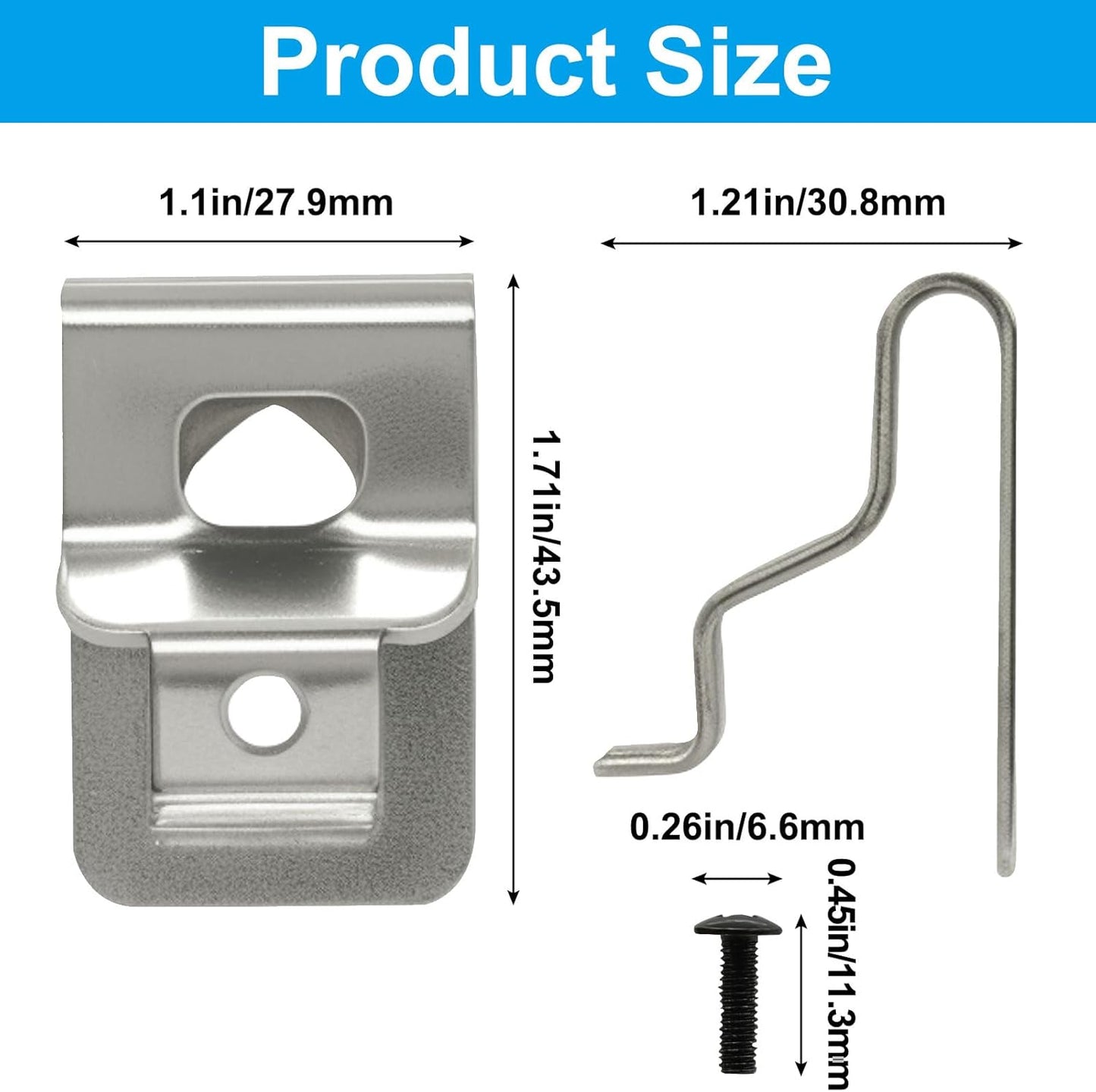 Set 6 Clips Acero Inox para Cinturón Herramientas Eléctricas