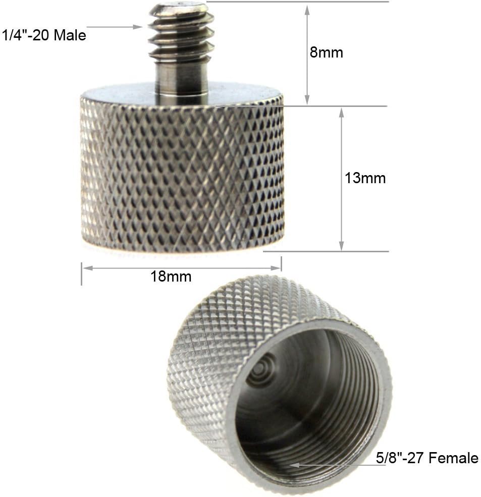 Adaptador micrófono 1/4-20 y 3/8-16 a 5/8-27 hembra
