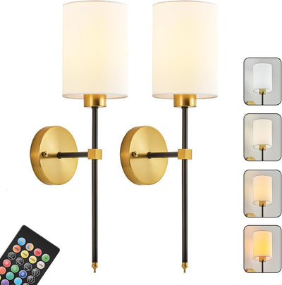 2 Apliques Pared Inalámbrica RGB Oro Negro