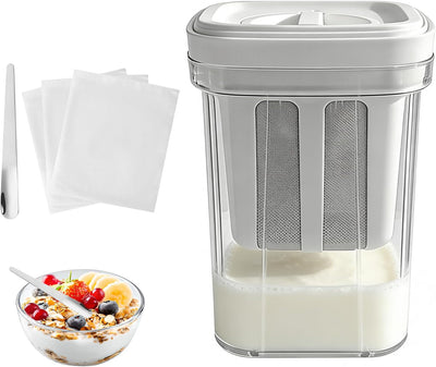 Colador de yogur con 3 bolsas de malla fina y cuchara para griegos, sopa, café