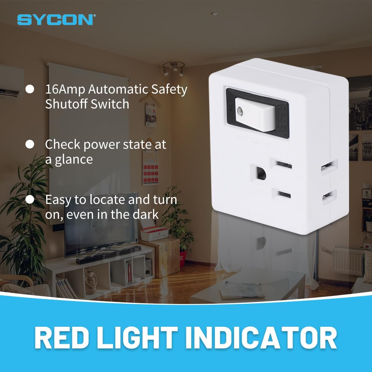 Adaptador pared 3 enchufes con interruptor 4 Pzas