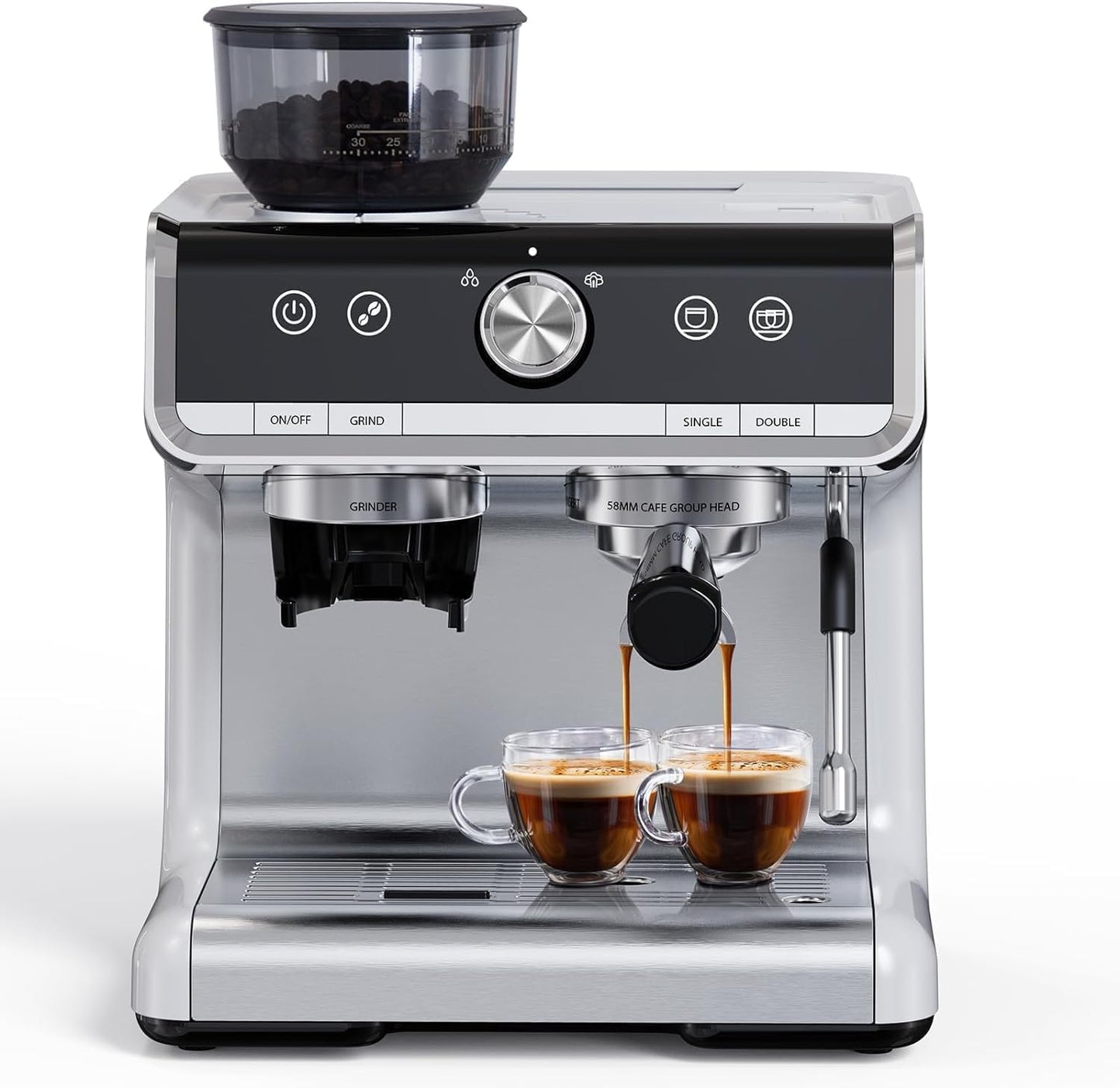 Máquina café semiautomática 1450W 20 bares 30 ajustes