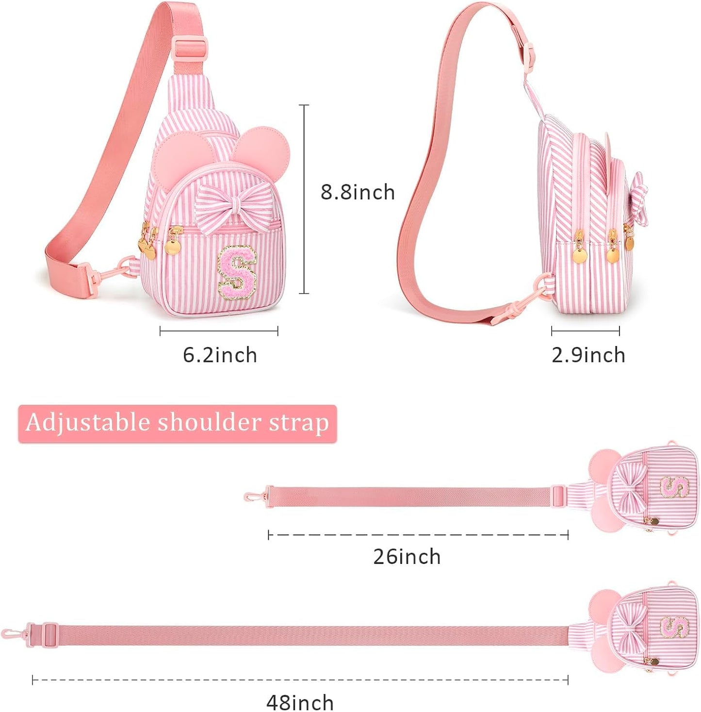 Riñoneras personalizadas con iniciales bandolera rosa small